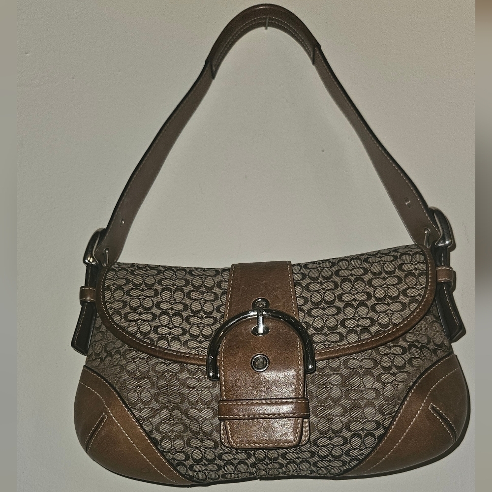 COACH Soho 6818 Y2K Vintage Small Shoulder Bag Brown Signature C Canvas Leather